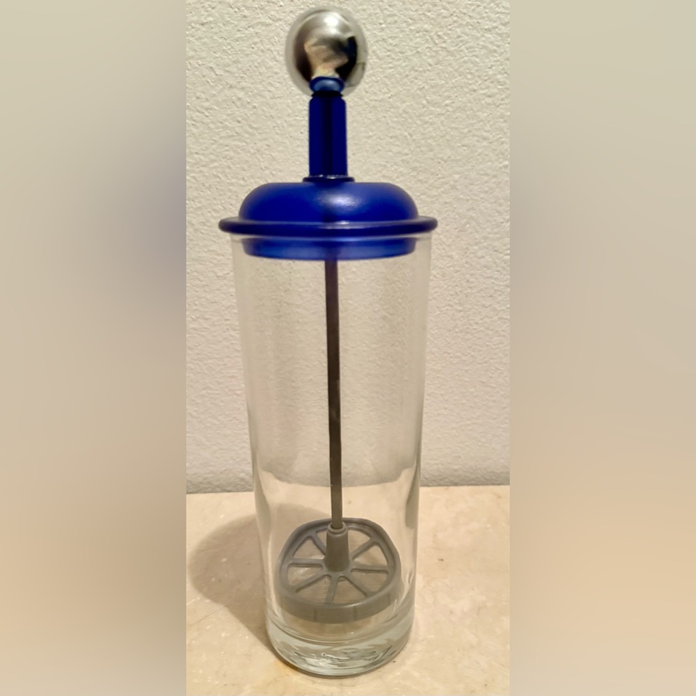 Nova glass milk frother. 9.75”H.  NEW